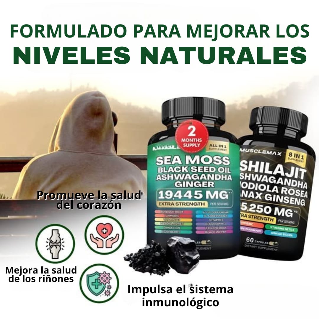 Super Pack de suplementos MuscleMax™ de musgo marino y shilajit
