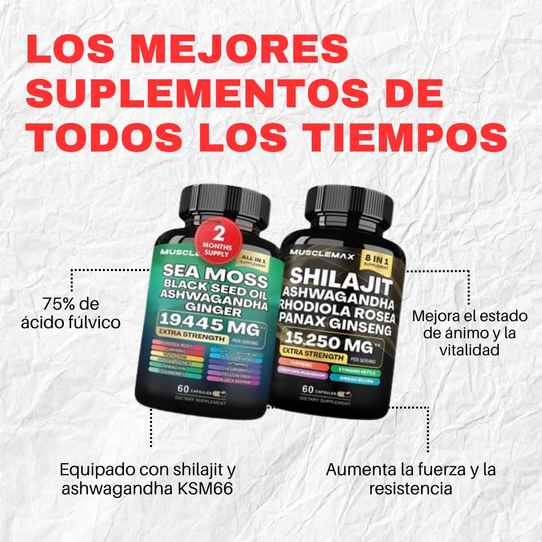 Super Pack de suplementos MuscleMax™ de musgo marino y shilajit