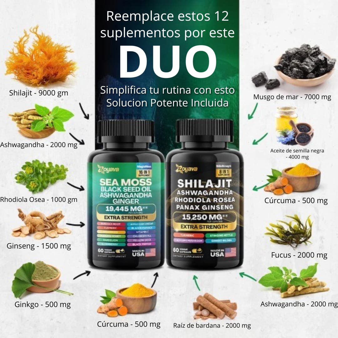Super Pack de suplementos MuscleMax™ de musgo marino y shilajit