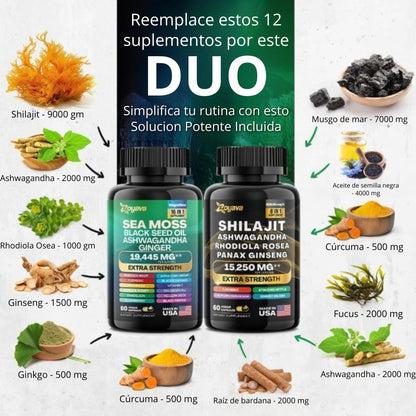Super Pack de suplementos MuscleMax™ de musgo marino y shilajit