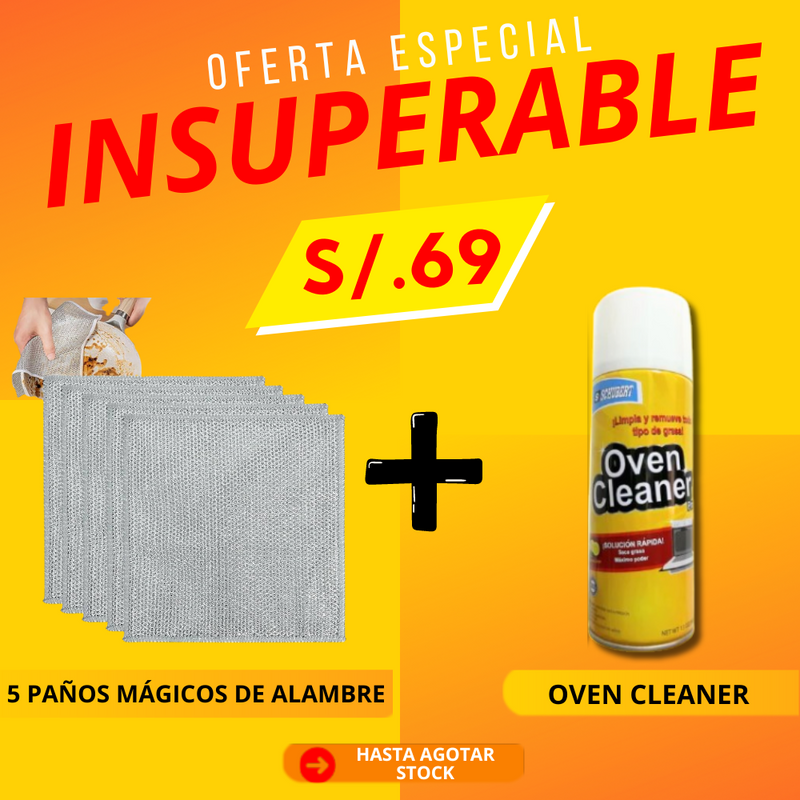 SUPER COMBO - OVEN CLEANER + PAÑO MÁGICO DE ALAMBRE