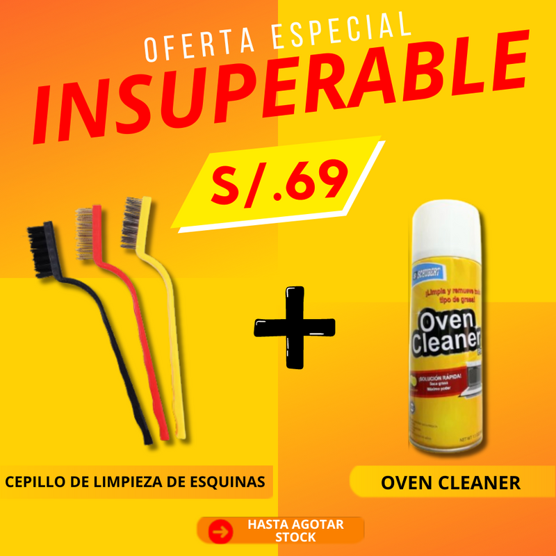 SUPER COMBO - OVEN CLEANER + CEPILLO DE LIMPIEZA DE ESQUINAS